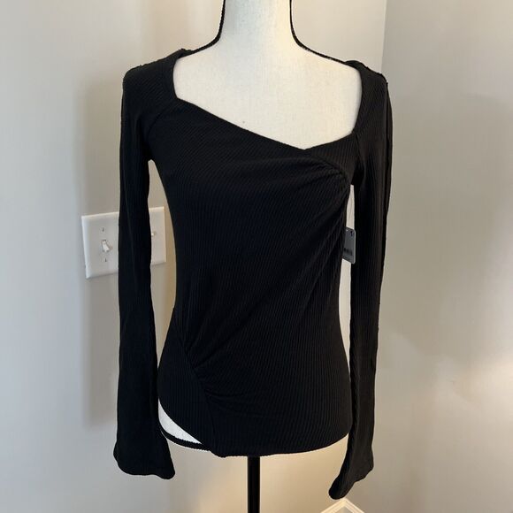 NWT Free People Thermal Bodysuit Black Size Small - Picture 1 of 9